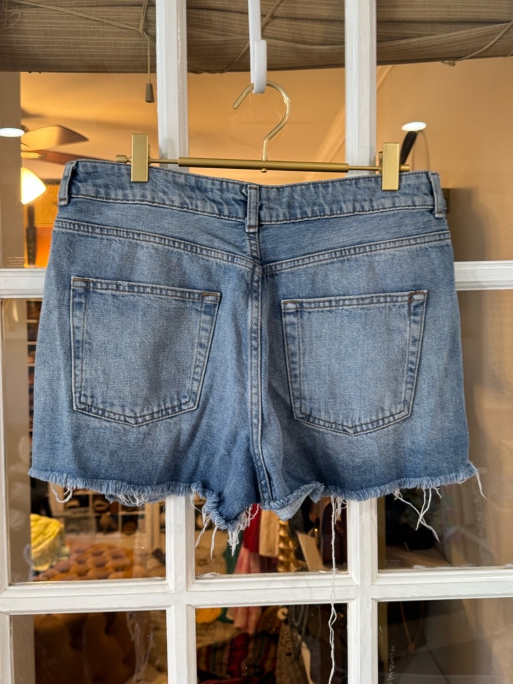 Topshop Moto Mom Blue Distressed Denim‎ Cutoff Shorts - Picture 2 of 4